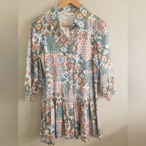 Laroque Multicolor Print Shirt Mini Dress Size XS